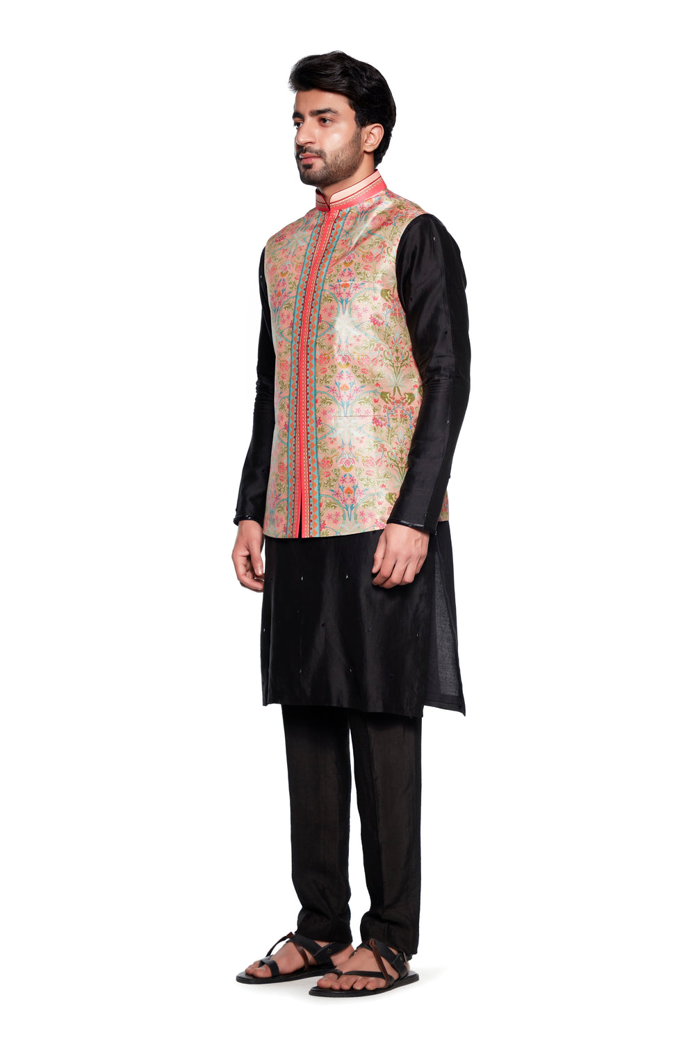 Cream Bagh Nehru Jacket-Mens Wear-Siddhartha Bansal