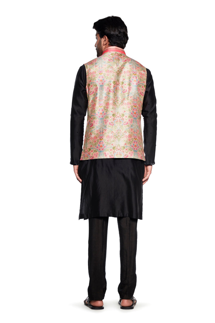 Cream Bagh Nehru Jacket-Mens Wear-Siddhartha Bansal