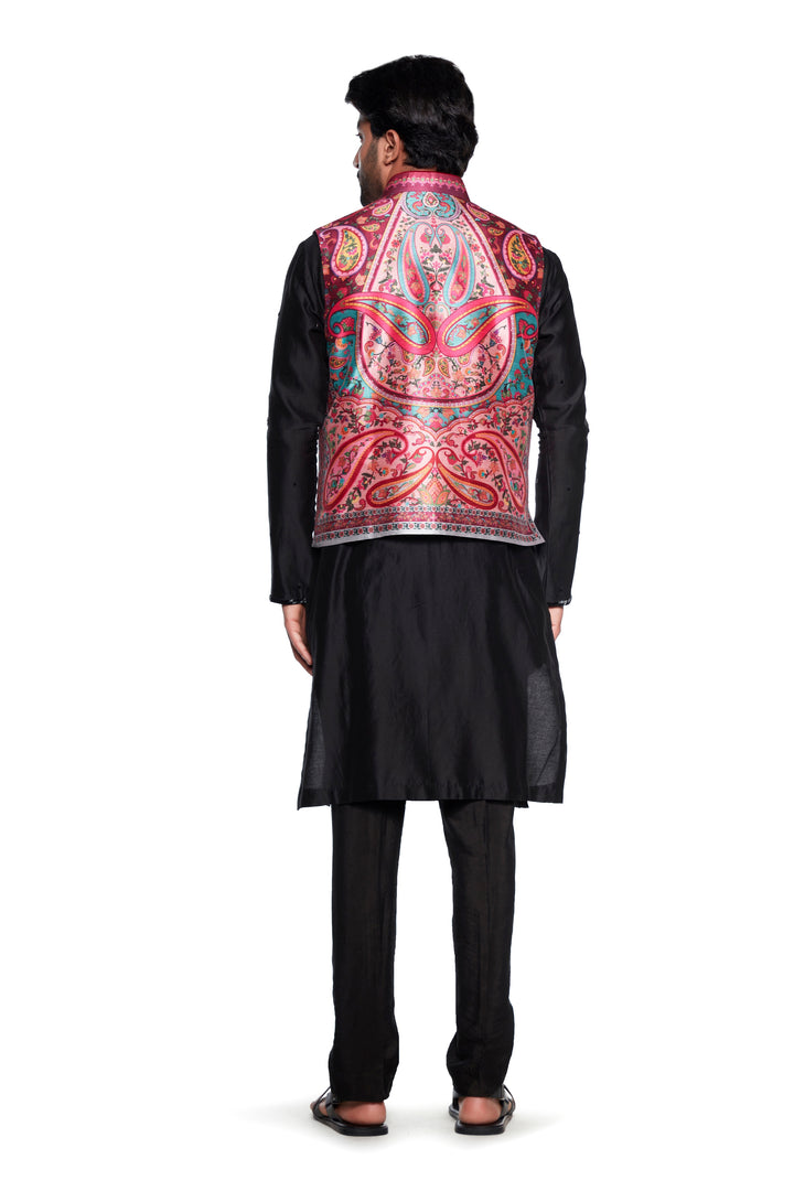 Red Paisely Nehru Jacket-Mens Wear-Siddhartha Bansal