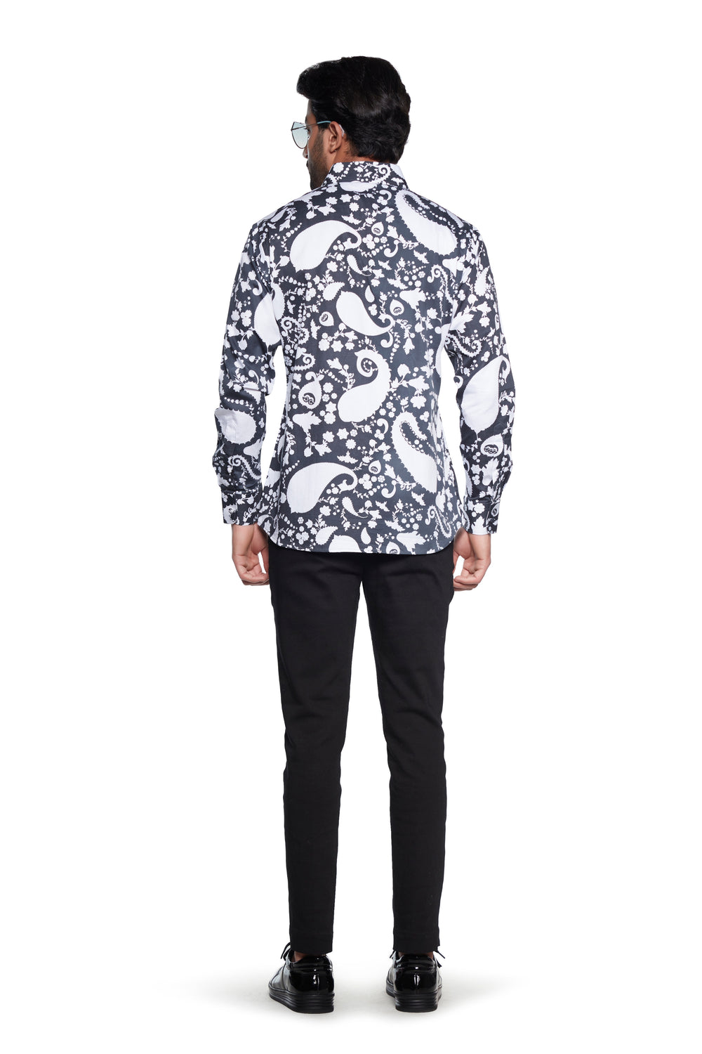 Black Paisley Tone On Tone Mens Shirt-Mens Wear-Siddhartha Bansal