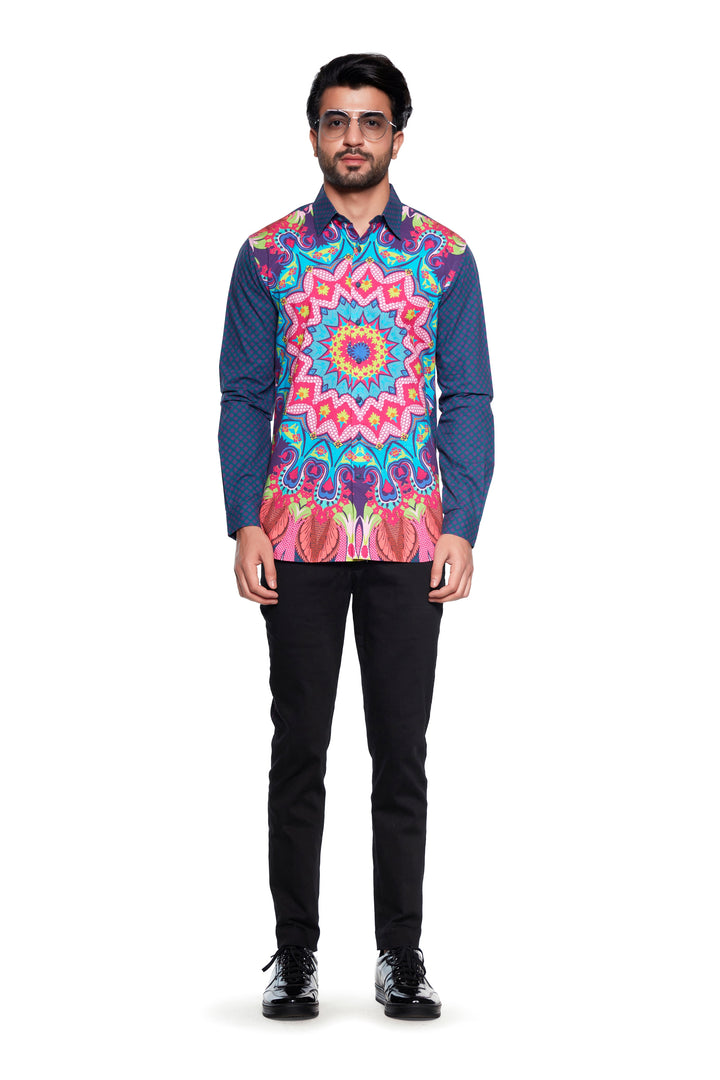 Blue Kalido Mens Shirt-Mens Wear-Siddhartha Bansal