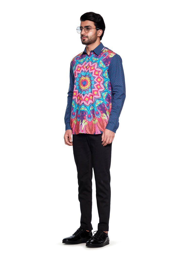 Blue Kalido Mens Shirt-Mens Wear-Siddhartha Bansal