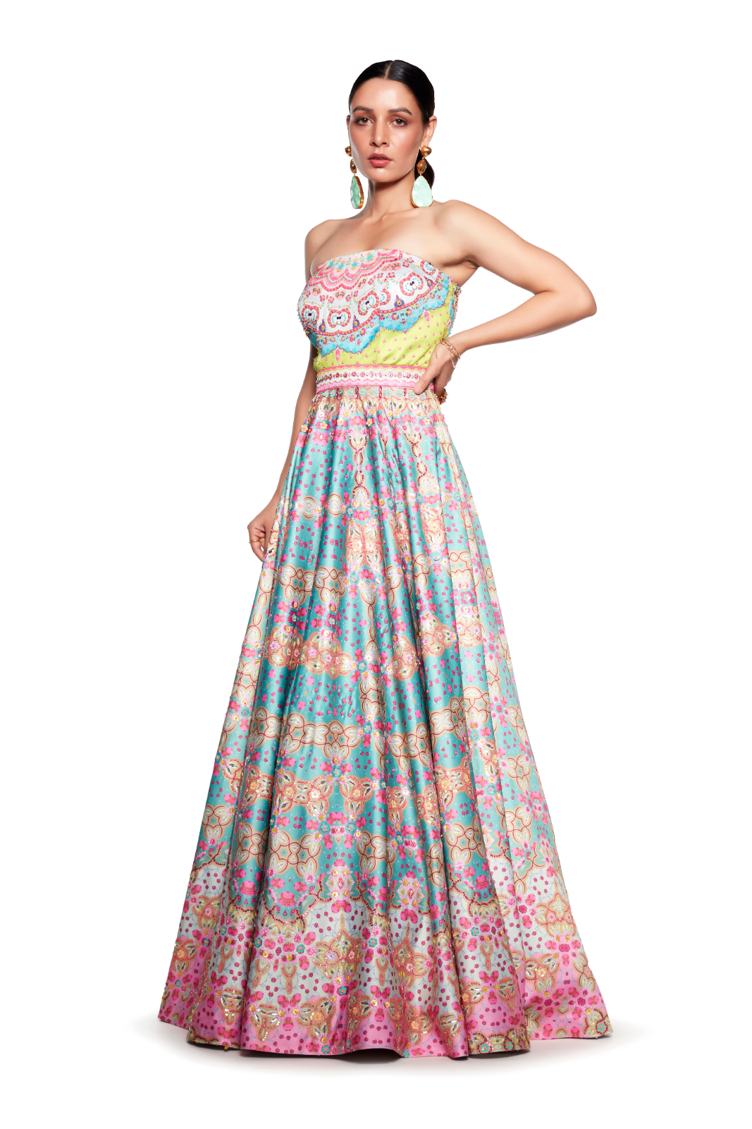 Indian blue and pink outlet gown