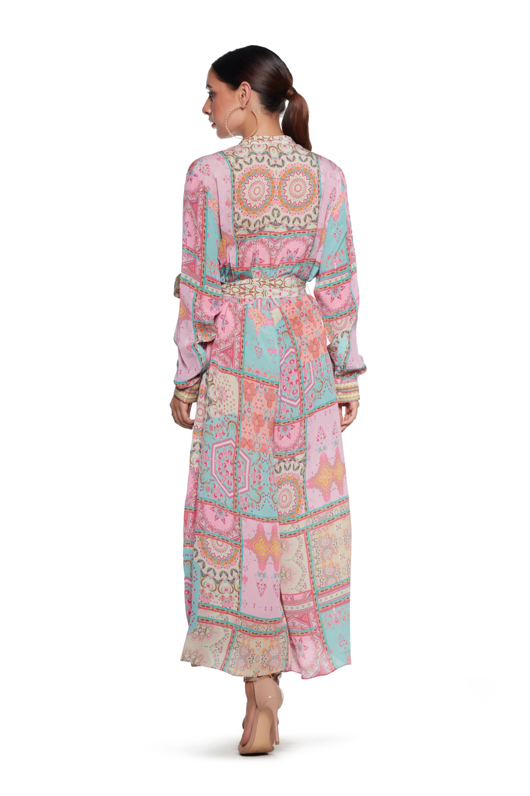 Pink And Blue Embroidered Jumpsuit-Jumpsuit-Siddhartha Bansal
