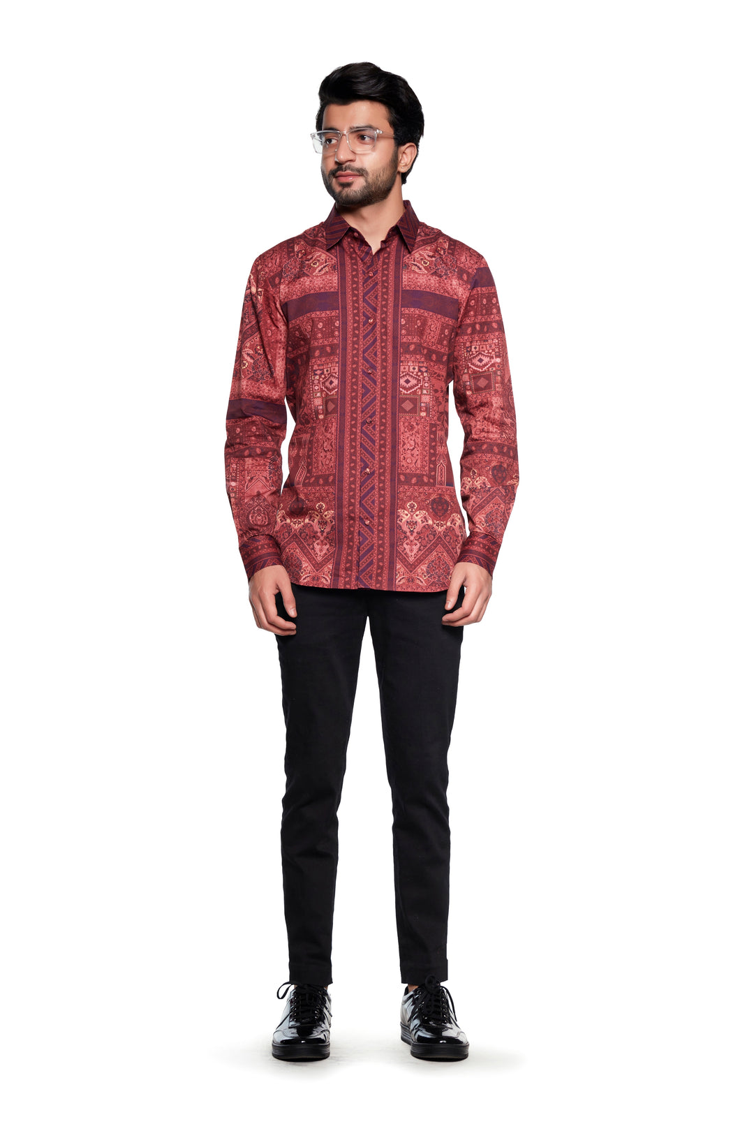 Brown Geometrical Printed Mens Shirt-Mens Wear-Siddhartha Bansal