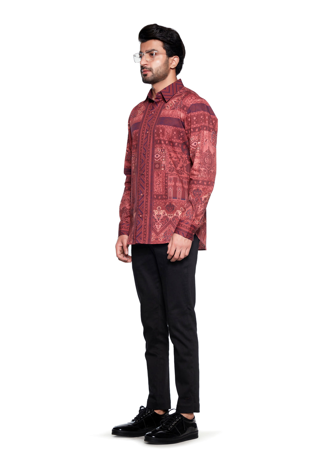 Brown Geometrical Printed Mens Shirt-Mens Wear-Siddhartha Bansal