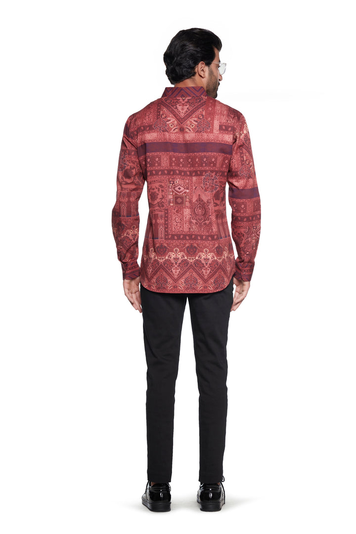 Brown Geometrical Printed Mens Shirt-Mens Wear-Siddhartha Bansal