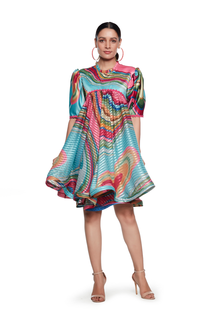 Multi Color Wave Doll Dress-Dresses-Siddhartha Bansal