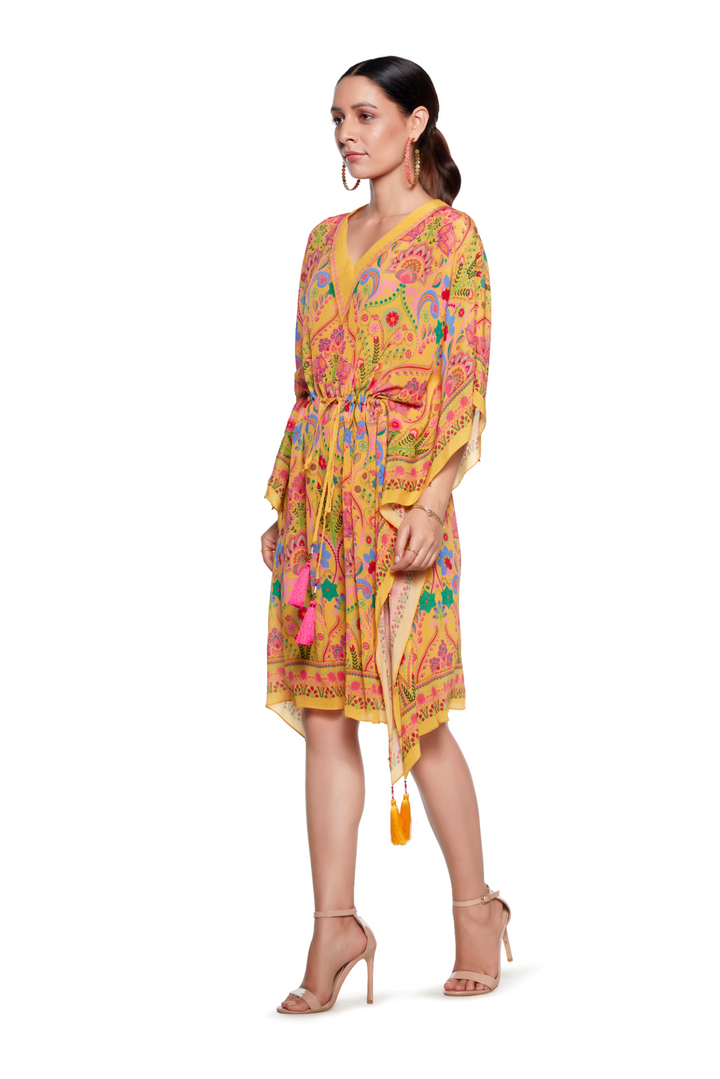 Yellow Floral Kaftan-KAFTANS-Siddhartha Bansal