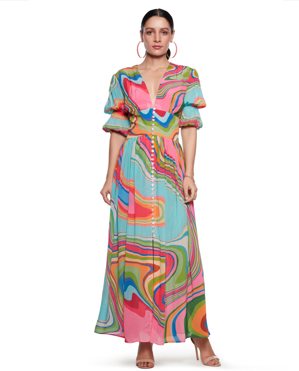Multi Colour Wave Dress-Dresses-Siddhartha Bansal